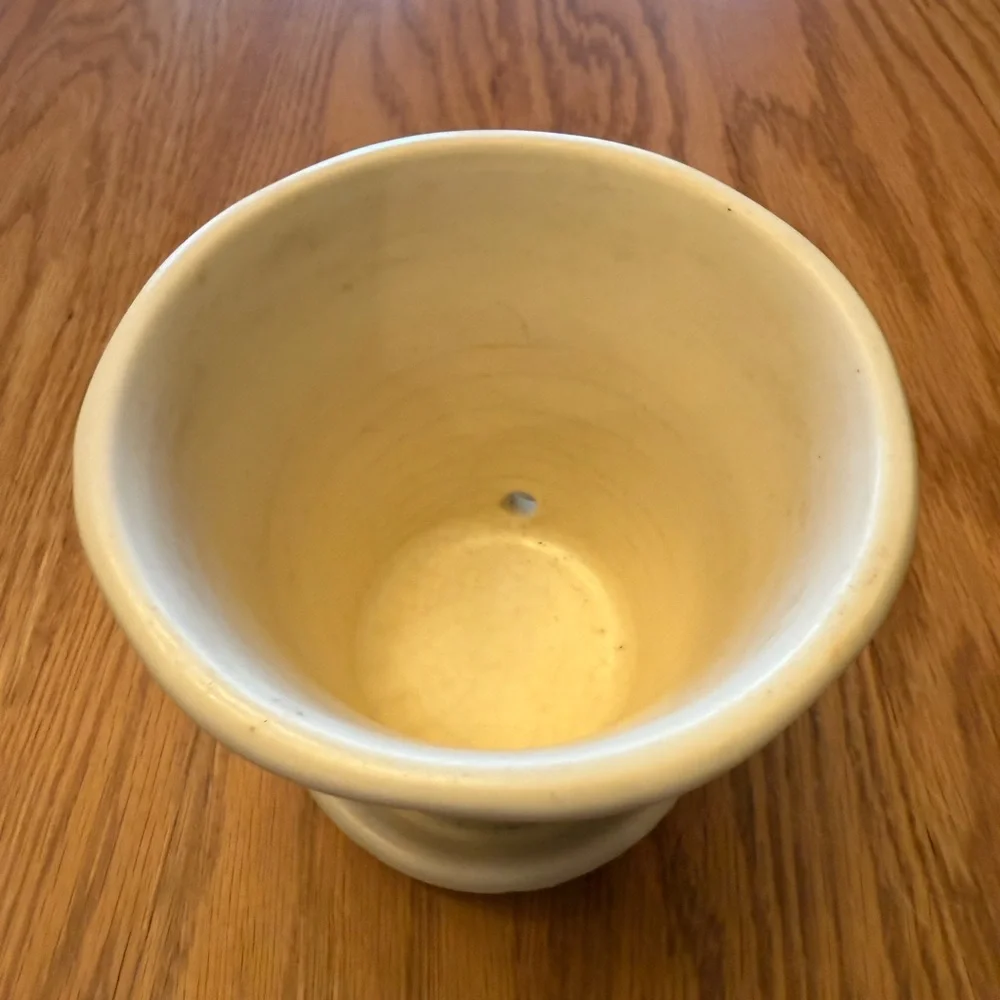 Vintage Cream Ceramic Planter with Saucer Bottom